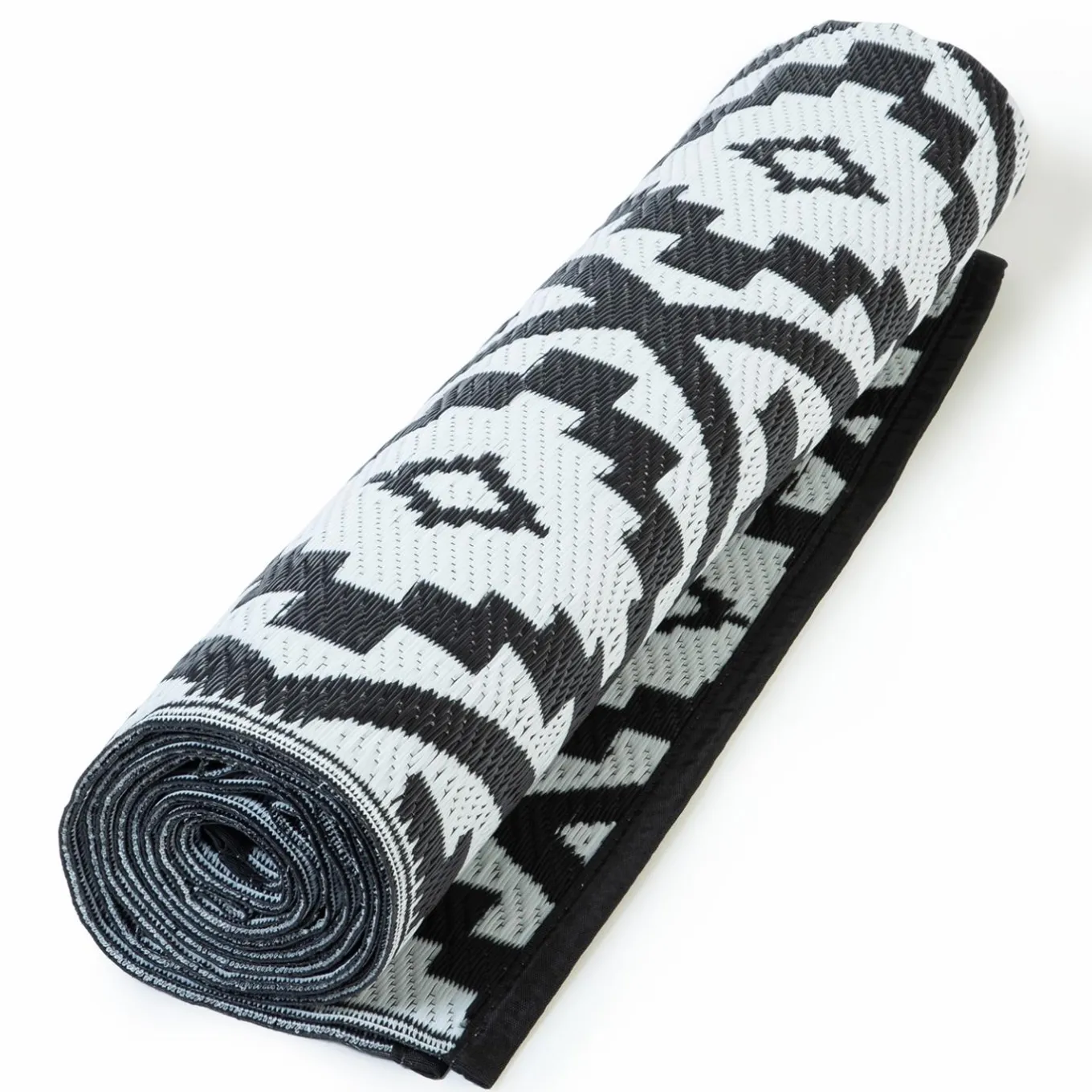 IDMarket Tapis extérieur noir et blanc motifs géométriques 180 x 280 cm* Revêtement Sol Extérieur