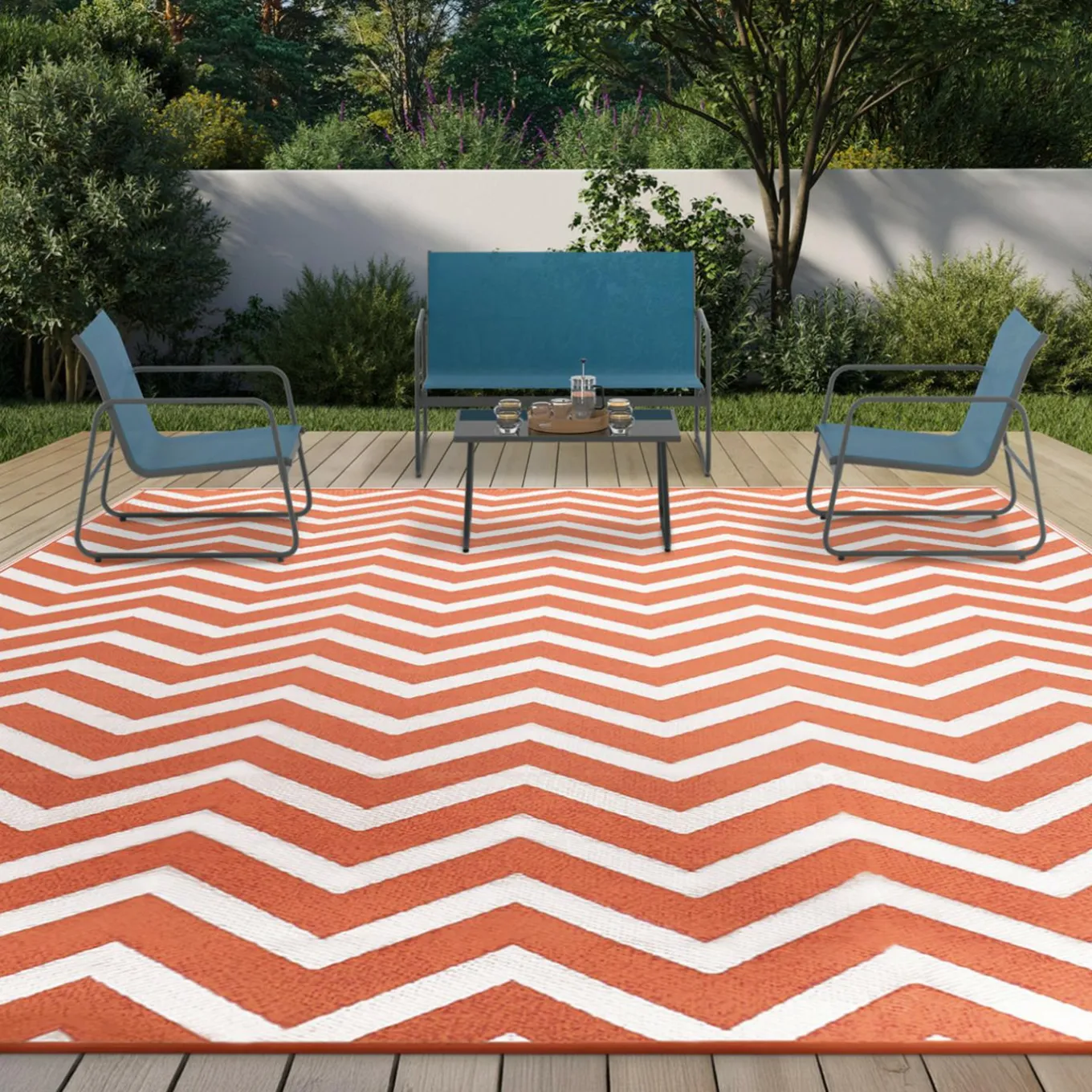 IDMarket Tapis extérieur terracotta 270x370cm* Revêtement Sol Extérieur