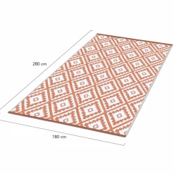 IDMarket Tapis extérieur terracotta et blanc motifs géométriques 180 x 280 cm* Revêtement Sol Extérieur