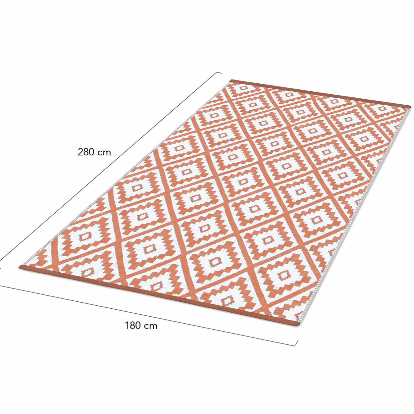IDMarket Tapis extérieur terracotta et blanc motifs géométriques 180 x 280 cm* Revêtement Sol Extérieur