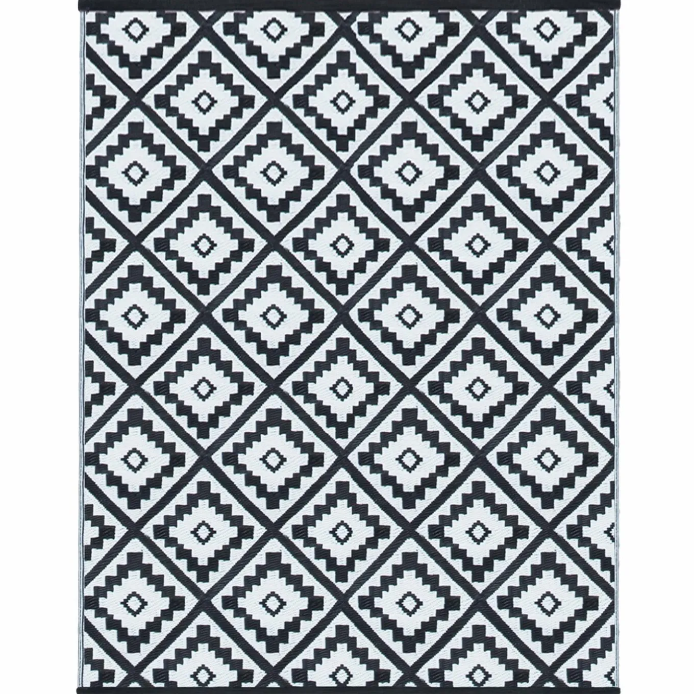 IDMarket Tapis extérieur terrasse motifs géométriques noir et blanc 160 x 260 cm* Revêtement Sol Extérieur