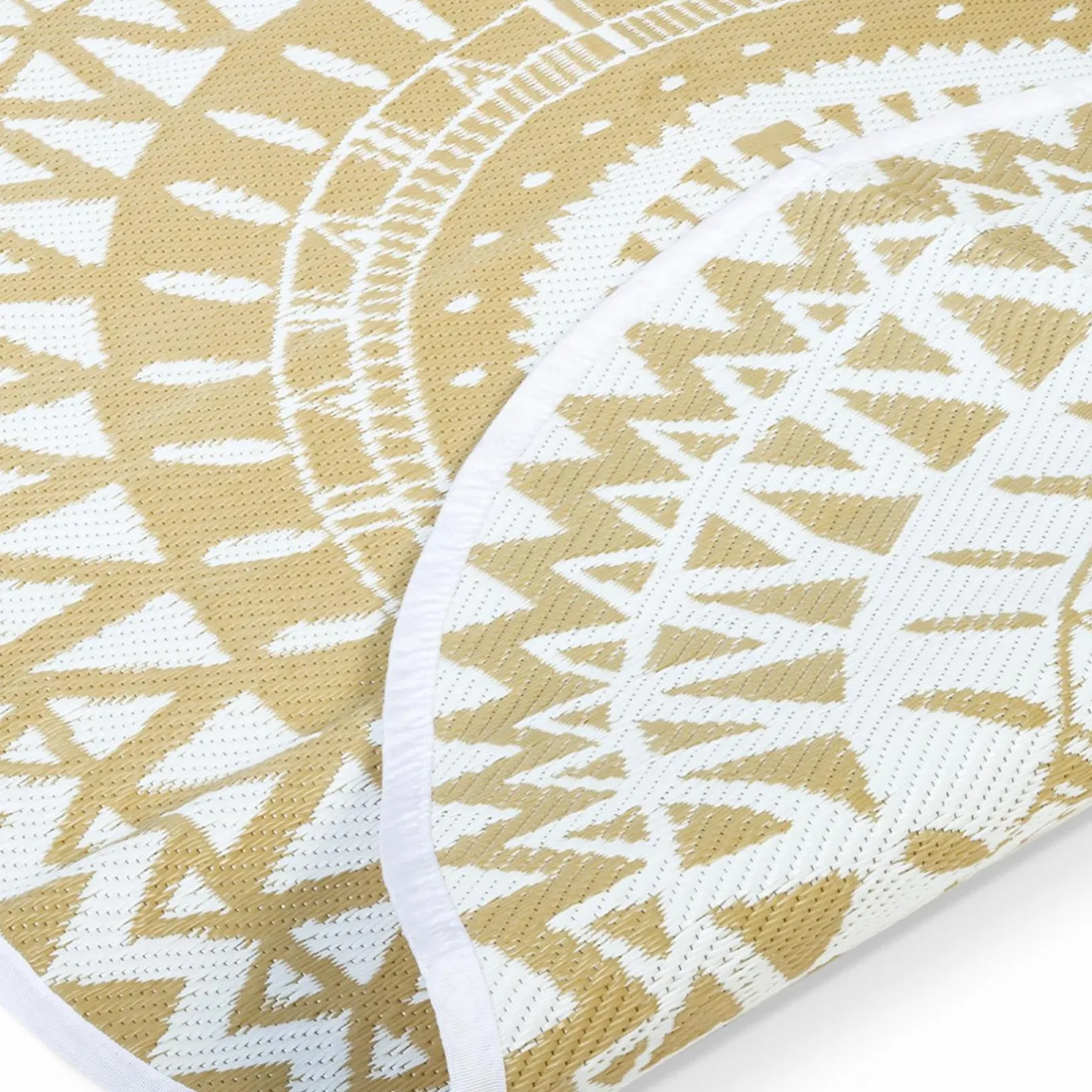 IDMarket Tapis extérieur terrasse motifs maoris blanc et naturel 150 cm* Revêtement Sol Extérieur