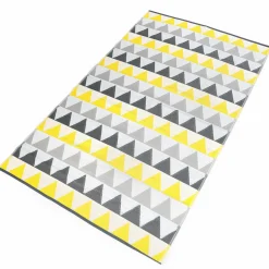 IDMarket Tapis extérieur terrasse motifs triangles gris et jaune 180 x 280 cm* Revêtement Sol Extérieur