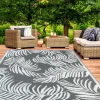 IDMarket Tapis extérieur terrasse motif tropical gris et blanc 160 x 260 cm* Revêtement Sol Extérieur