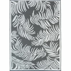 IDMarket Tapis extérieur terrasse motif tropical gris et blanc 160 x 260 cm* Revêtement Sol Extérieur
