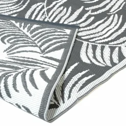 IDMarket Tapis extérieur terrasse motif tropical gris et blanc 160 x 260 cm* Revêtement Sol Extérieur