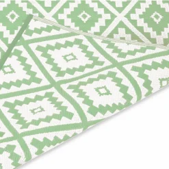 IDMarket Tapis extérieur vert sauge et blanc motifs géométriques 180 x 280 cm* Revêtement Sol Extérieur