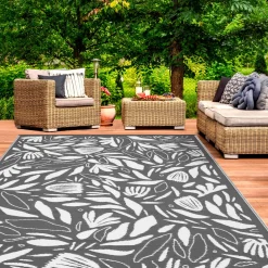 IDMarket Tapis extérieur 180x280 cm gris et blanc* Revêtement Sol Extérieur