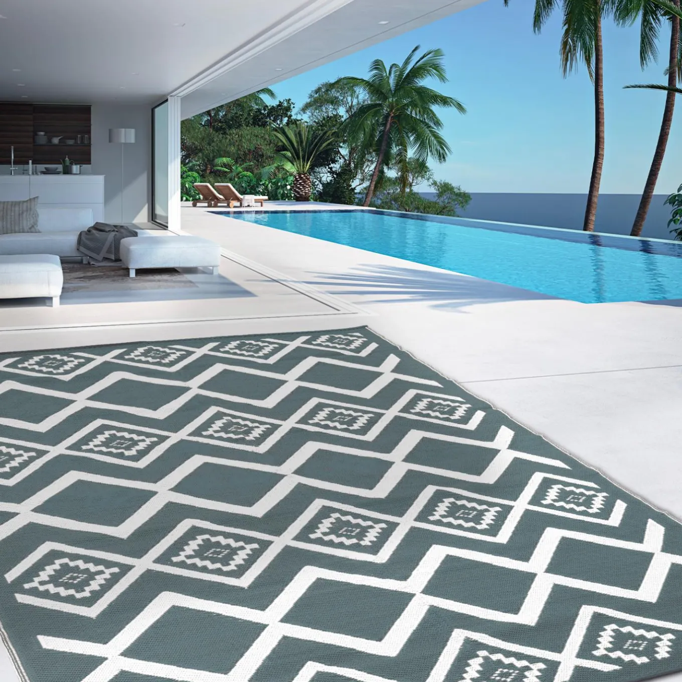 IDMarket Tapis extérieur 180x280 cm gris et blanc* Revêtement Sol Extérieur