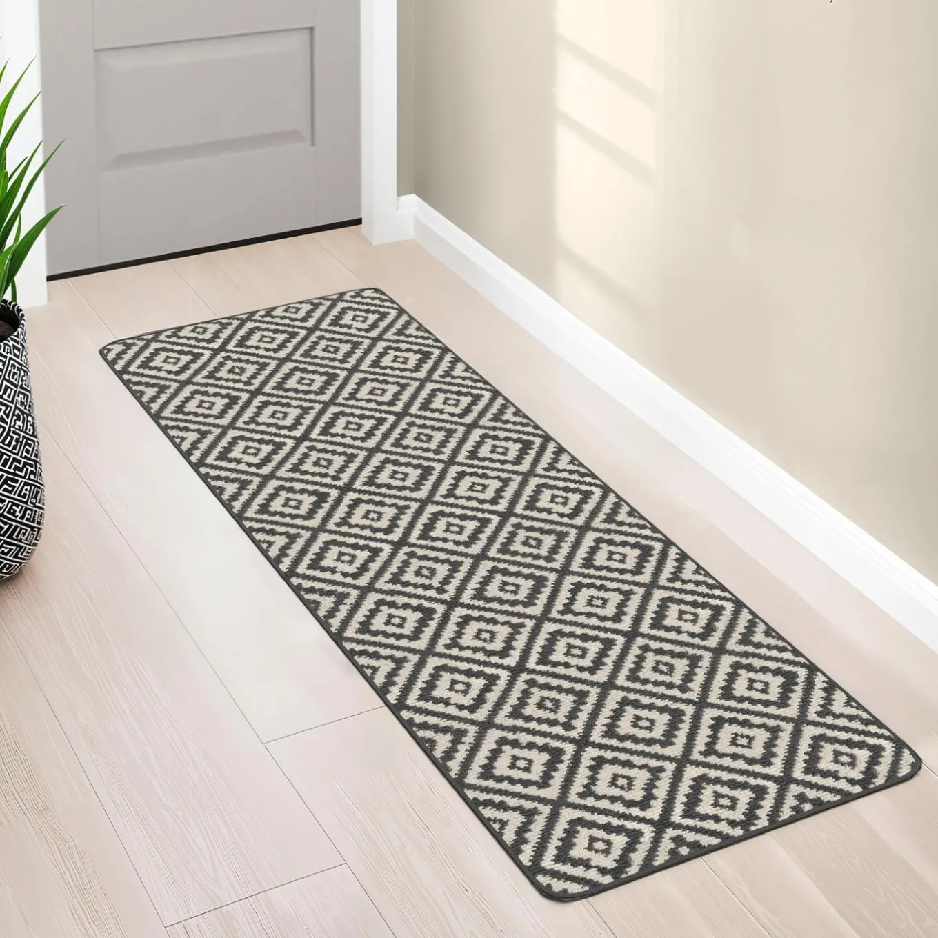 IDMarket Tapis intérieur gris et blanc 60x180cm* Décoration Et Accessoires