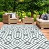 IDMarket Tapis jardin motifs géométriques gris et blanc 180 x 280 cm* Revêtement Sol Extérieur