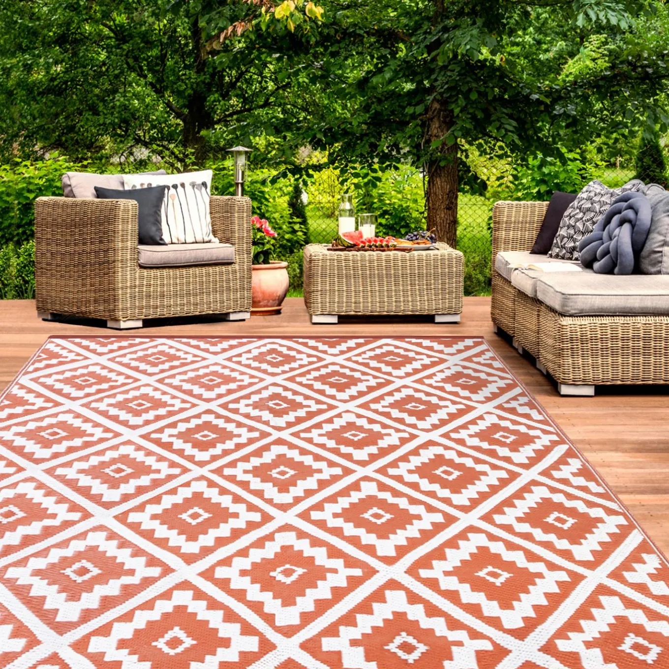 IDMarket Tapis terracota pour extérieur et terrasse* Revêtement Sol Extérieur