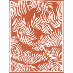 IDMarket Tapis tropical d'extérieur terracotta et blanc* Revêtement Sol Extérieur