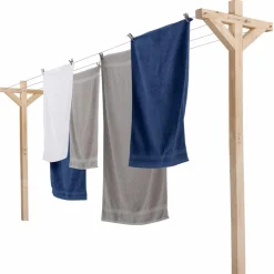 IDMarket Étendoir à linge extérieur en bois avec 12 m d’étendage* Séchoirs À Linge