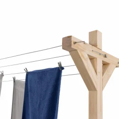 IDMarket Étendoir à linge extérieur en bois avec 12 m d’étendage* Séchoirs À Linge