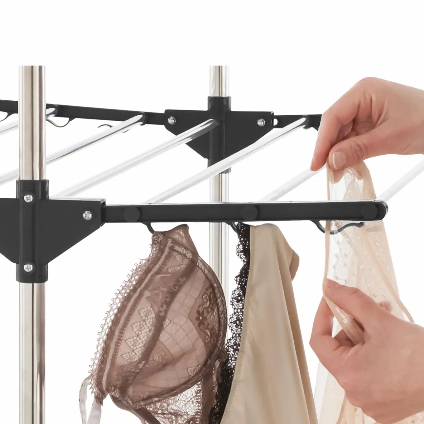 IDMarket Étendoir pliable avec grande capacité et 30 accessoires H.145 cm* Séchoirs À Linge