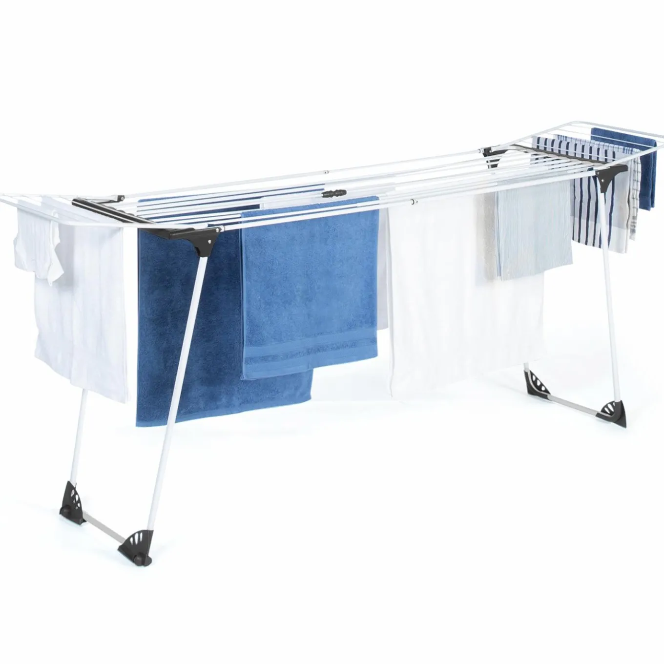 IDMarket Étendoir pliable et extensible de 160 à 211 cm gris et blanc* Séchoirs À Linge