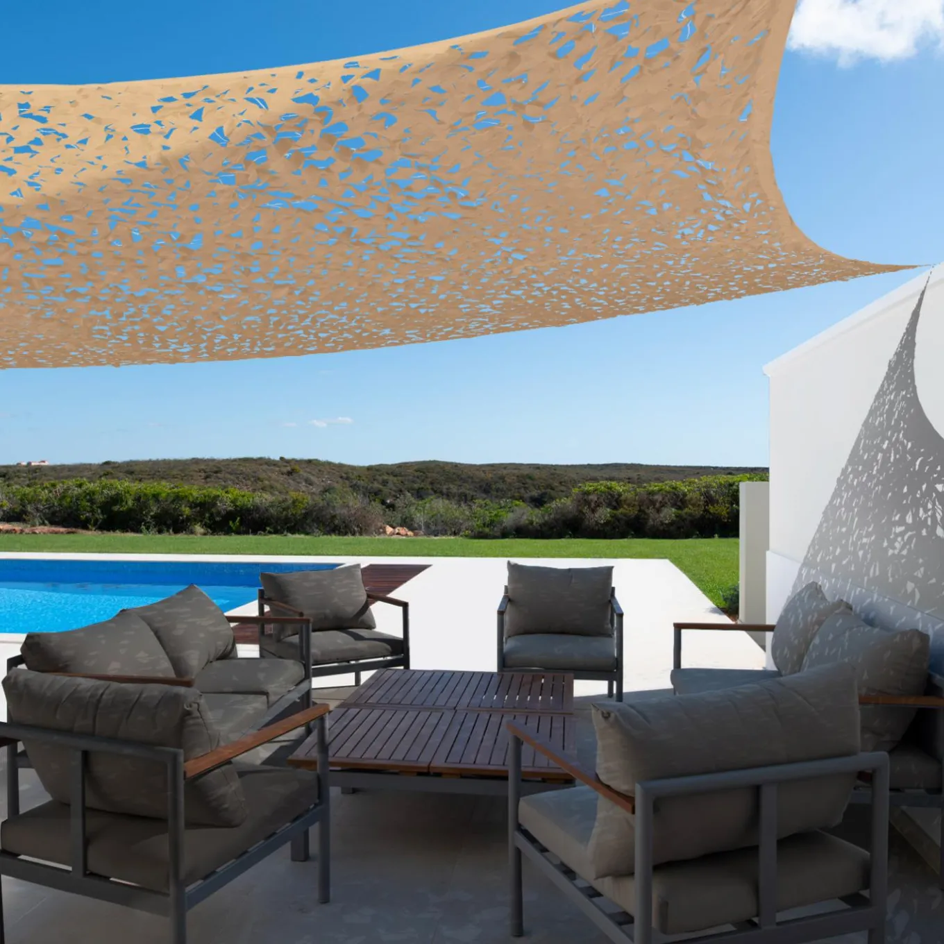 IDMarket Toile ombrage rectangulaire camouflage sable 4x6 m* Voiles D'Ombrage