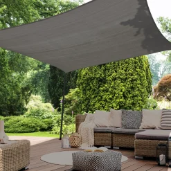 IDMarket Toile ombrage rectangulaire haute densité gris 4x6 m* Voiles D'Ombrage