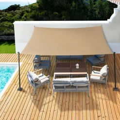 IDMarket Toile ombrage rectangulaire haute densité couleur sable 4x6 m* Voiles D'Ombrage