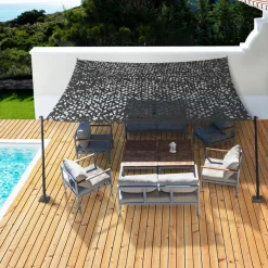 IDMarket Toile ombrage rectangulaire camouflage gris 4x6 m* Voiles D'Ombrage