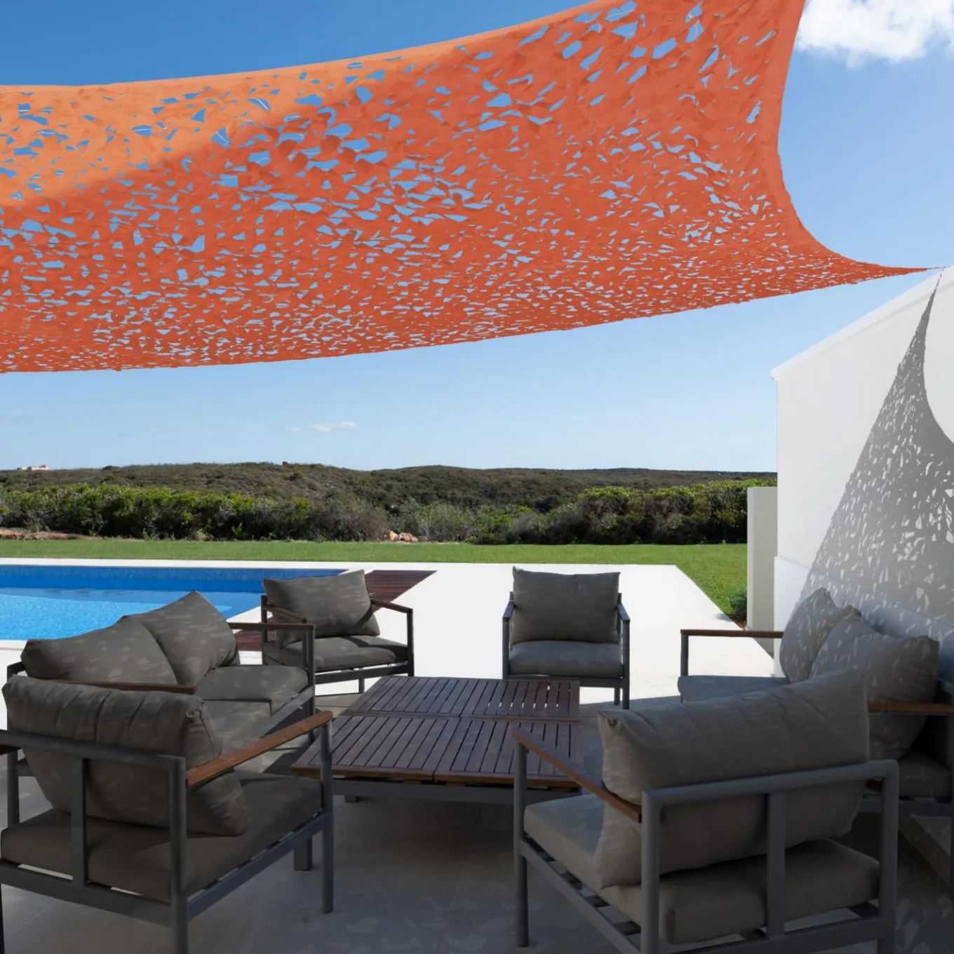 IDMarket Toile ombrage terracotta camouflage rectangulaire 4x6m* Voiles D'Ombrage