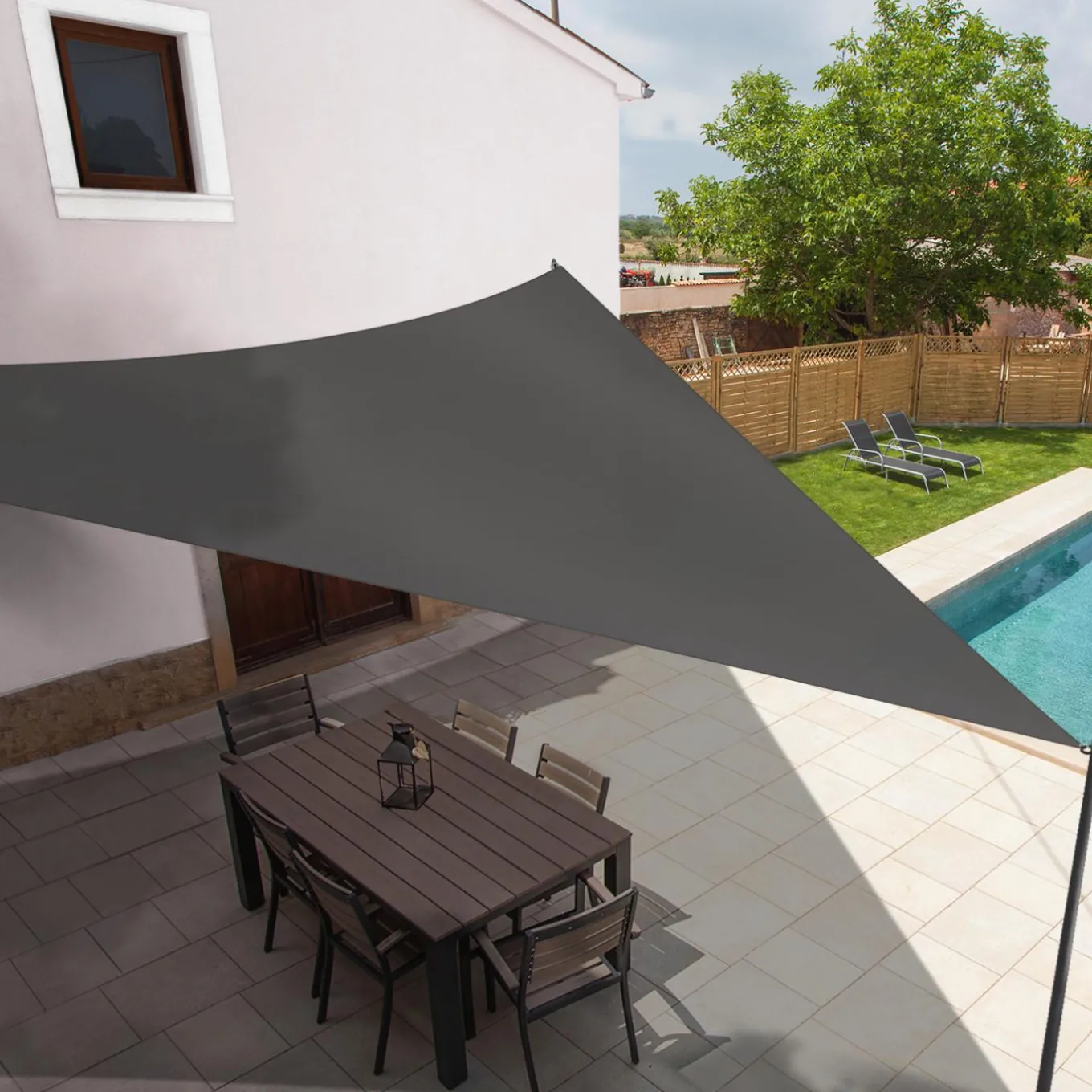 IDMarket Toile ombrage triangulaire haute densité gris* Voiles D'Ombrage