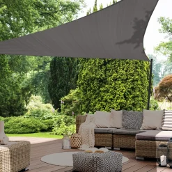 IDMarket Toile ombrage triangulaire haute densité gris* Voiles D'Ombrage