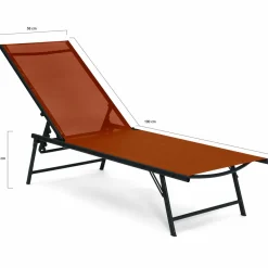 IDMarket Transats de jardin acier gris anthracite et toile terracotta - lot de 2* Bains De Soleil|Fauteuils De Jardin