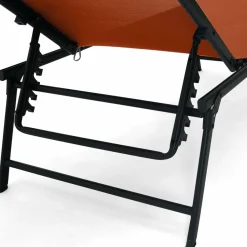 IDMarket Transats de jardin acier gris anthracite et toile terracotta - lot de 2* Bains De Soleil|Fauteuils De Jardin