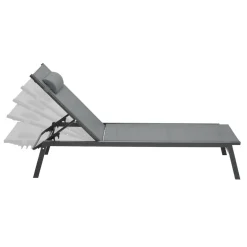 IDMarket Transats de jardin aluminium gris et noir : lot de 2* Bains De Soleil|Fauteuils De Jardin