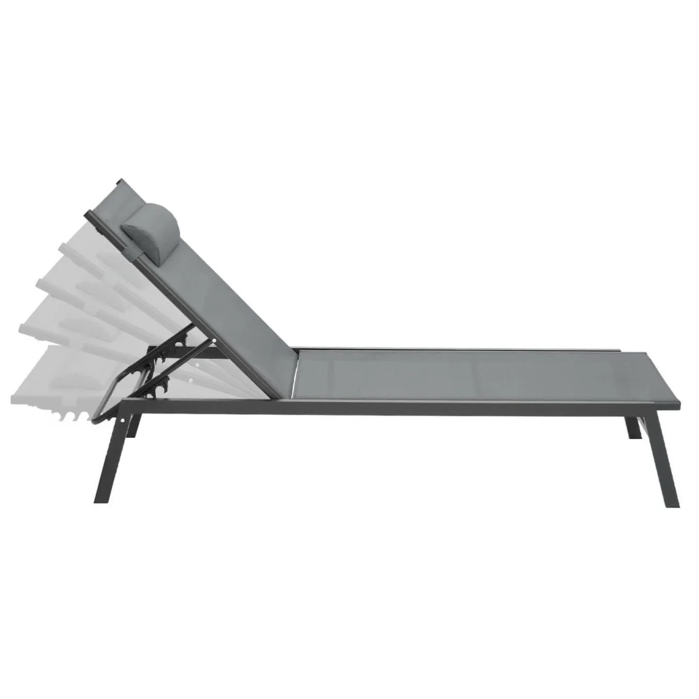 IDMarket Transats de jardin aluminium gris et noir : lot de 2* Bains De Soleil|Fauteuils De Jardin