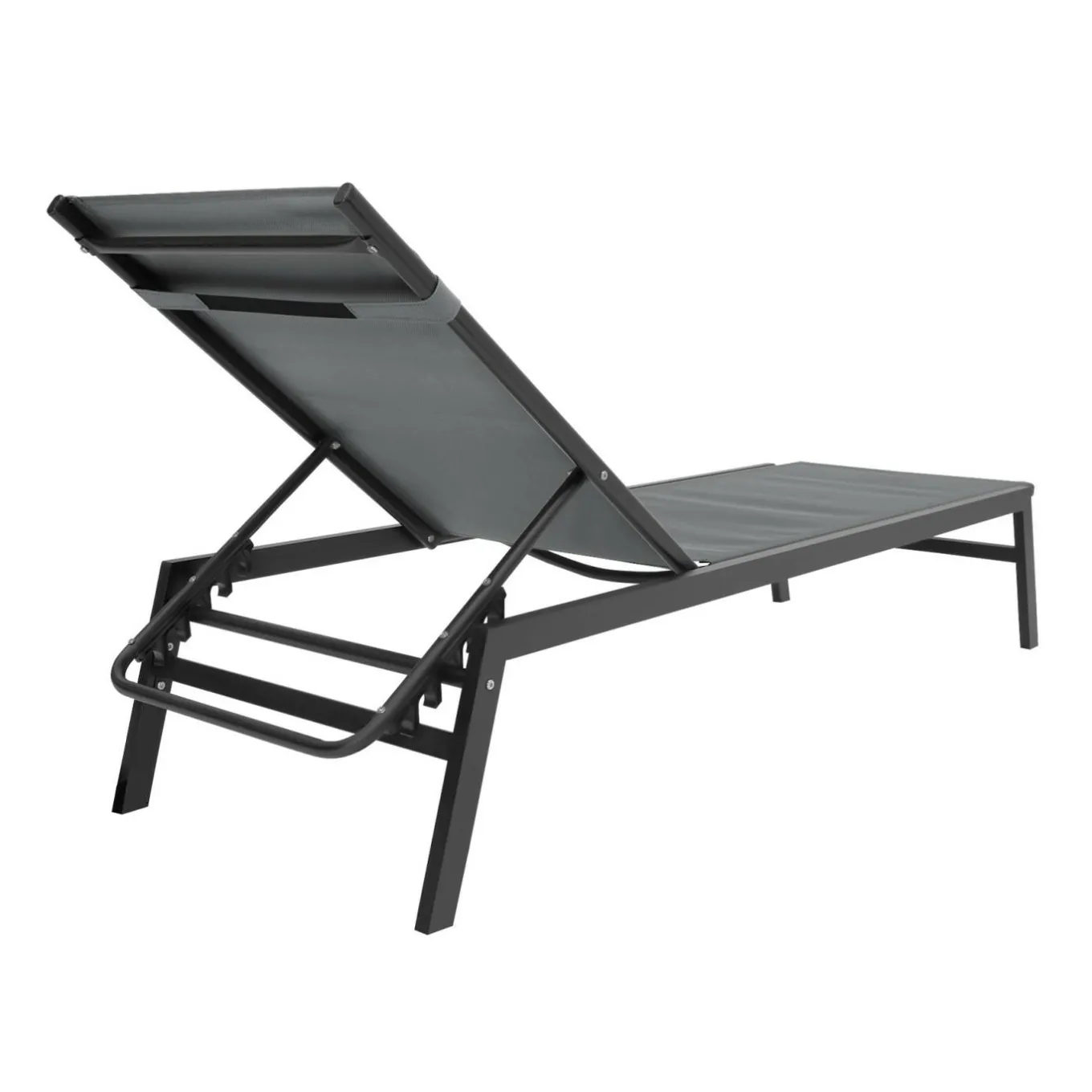 IDMarket Transats de jardin aluminium gris et noir : lot de 2* Bains De Soleil|Fauteuils De Jardin