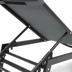 IDMarket Transats de jardin aluminium gris et noir : lot de 2* Bains De Soleil|Fauteuils De Jardin