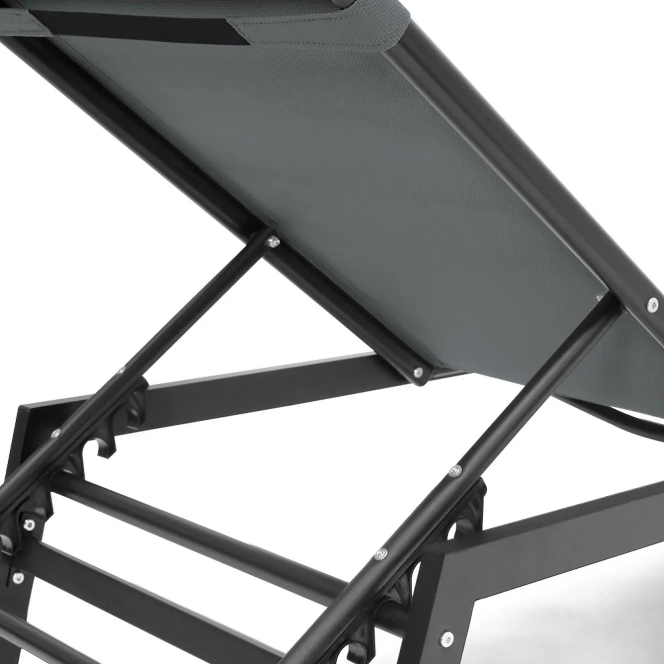 IDMarket Transats de jardin aluminium gris et noir : lot de 2* Bains De Soleil|Fauteuils De Jardin