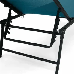 IDMarket Transats de jardin toile bleu canard et acier gris anthracite - lot de 2* Bains De Soleil|Fauteuils De Jardin