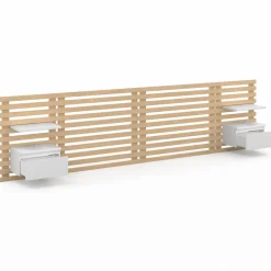 IDMarket Tête de lit 240 cm en lattes de bois avec chevets et étagères blanches* Têtes De Lit|Chambre Complète Adulte