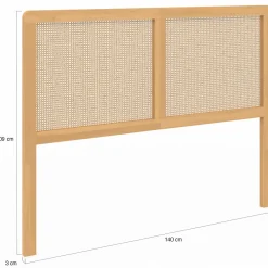 IDMarket Tête de lit aspect cannage et bois 140 cm* Meubles En Bois|Collection Cannage