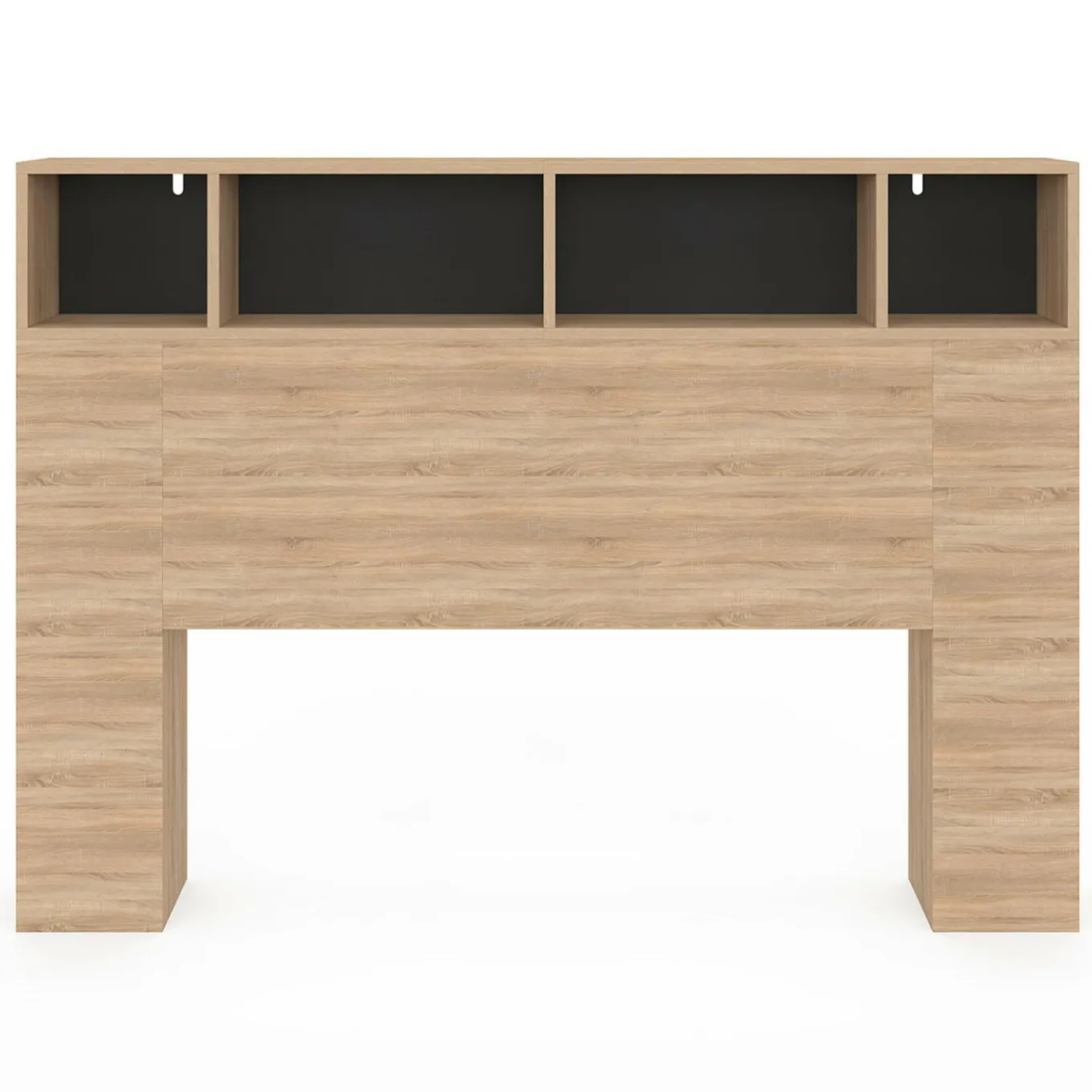 IDMarket Tête de lit avec rangement intégré bois façon hêtre et noir 145 cm* Collection Moderne|Chambre Complète Adulte