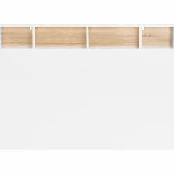 IDMarket Tête de lit avec rangement intégré 145 cm blanc et bois façon hêtre* Meubles Blancs|Collection Moderne