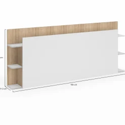 IDMarket Tête de lit avec rangements blanc et bois sur pied* Têtes De Lit|Chambre Complète Adulte