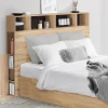 IDMarket Tête de lit avec rangement intégré bois façon hêtre et noir 165 cm* Collection Moderne|Chambre Complète Adulte