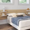 IDMarket Tête de lit bois clair étagères blanches 5 larges lattes 240 cm* Têtes De Lit|Chambre Complète Adulte