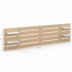 IDMarket Tête de lit bois clair étagères blanches 5 larges lattes 240 cm* Têtes De Lit|Chambre Complète Adulte