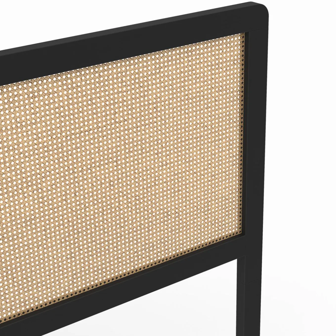 IDMarket Tête de lit coloris noir et cannage 160 cm* Meubles En Bois|Collection Cannage