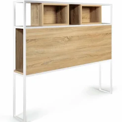 IDMarket Tête de lit industrielle 145 cm bois et métal blanc* Collection Industrielle|Chambre Complète Adulte