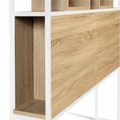 IDMarket Tête de lit industrielle 145 cm bois et métal blanc* Collection Industrielle|Chambre Complète Adulte