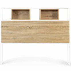 IDMarket Tête de lit industrielle 145 cm bois et métal blanc* Collection Industrielle|Chambre Complète Adulte