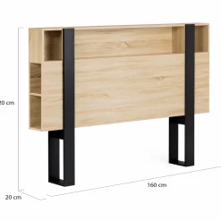 IDMarket Tête de lit industrielle 160 cm bois et noir* Collection Moderne|Têtes De Lit