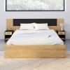 IDMarket Tête de lit sur pied bois et noir avec chevets modulables* Têtes De Lit|Chambre Complète Adulte